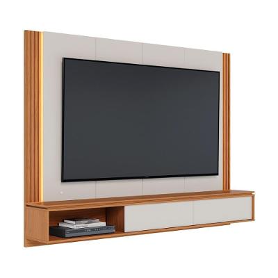 Painel Home Suspenso Loa Para Tv Até 75 Polegadas Com Led Off White Matte-freijo Off White Matte-freijo
