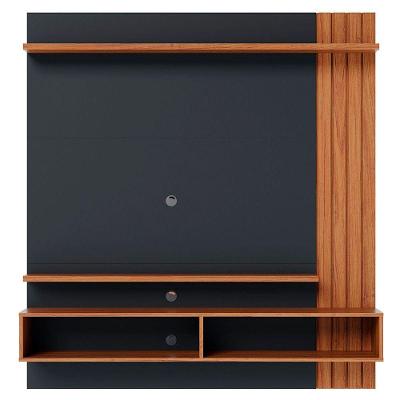 Painel Para TV Juriti 65 Pol 2 Portas 2 Prateleiras Colibri Noce Milano Preto Fosco