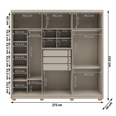 Guarda Roupa Casal Dubai Majestic 6 Portas de Giro 3 Gavetas Fendi Fendi MDF