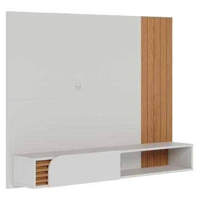 Painel Para Tv 60 Pol Bancada Suspensa 160cm Mayer C04 Off White Matte Freijó - Lyam Decor