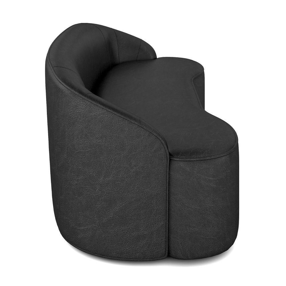 Sofá Decorativo 3 Lugares 210Cm Joel Curvo Com Encosto Pu Preto G15 - Gran Belo - 2