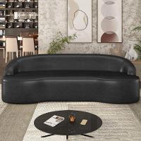 Sofá Decorativo 3 Lugares 210Cm Joel Curvo Com Encosto Pu Preto G15 - Gran Belo - 1