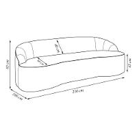 Sofá Decorativo 3 Lugares 210Cm Joel Curvo Com Encosto Pu Preto G15 - Gran Belo - 6