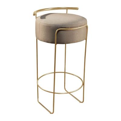 Banqueta Olivia Em Linho E Base Metal Dourado Linho Bege Claro