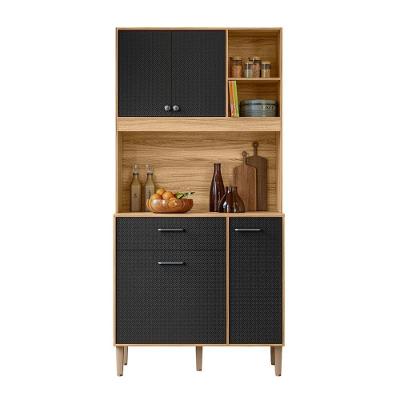 Armario De Cozinha Erva Doce 90 Cm 6 Portas E 1 Gaveta Freijo-preto Esfera Freijo-preto Esfera