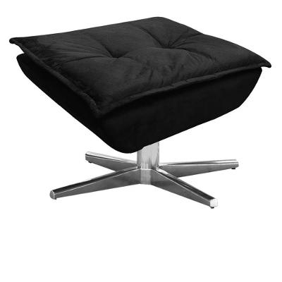 Puff Decorativo Sala De Estar Base Giratória Cromada Opla Suede Preto - Ibiza