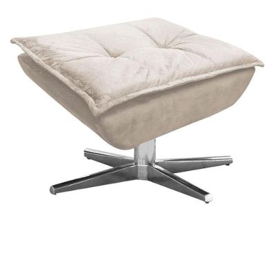 Puff Decorativo Base Giratória Cromada Opla Suede Bege