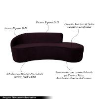 Sofá Decorativo 3 Lugares 210Cm Abby Encosto Esquerdo Curvo Veludo Uva G15 - Gran Belo - 6