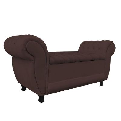 Recamier Baú Londres 1,40cm Suede Marrom Drossi
