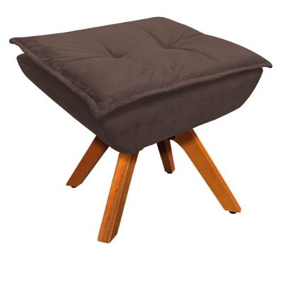 Puff Decorativo Sala De Estar Base Giratória Giromad Opla Suede Marrom - Ibiza