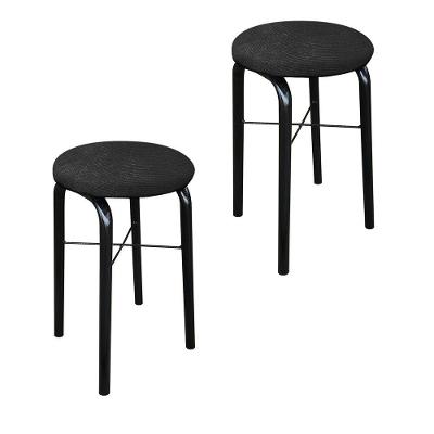 Kit 02 Banquetas Baixa Manu Suede Preto