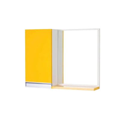 Armário para Banheiro com Espelho Amarelo Puxador de Metal
