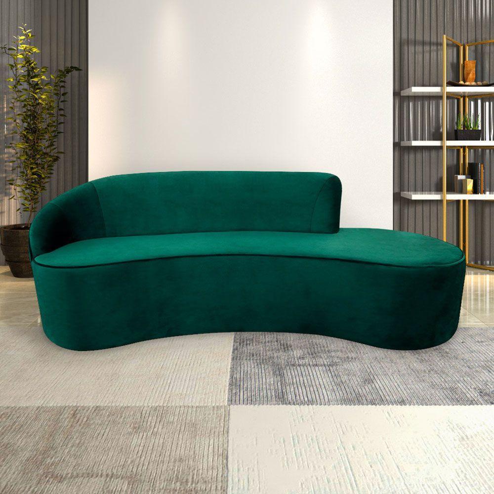 Sofá Decorativo 3 Lugares 210Cm Abby Encosto Esquerdo Curvo Veludo Verde G15 - Gran Belo - 1