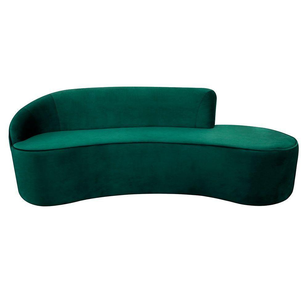 Sofá Decorativo 3 Lugares 210Cm Abby Encosto Esquerdo Curvo Veludo Verde G15 - Gran Belo - 2