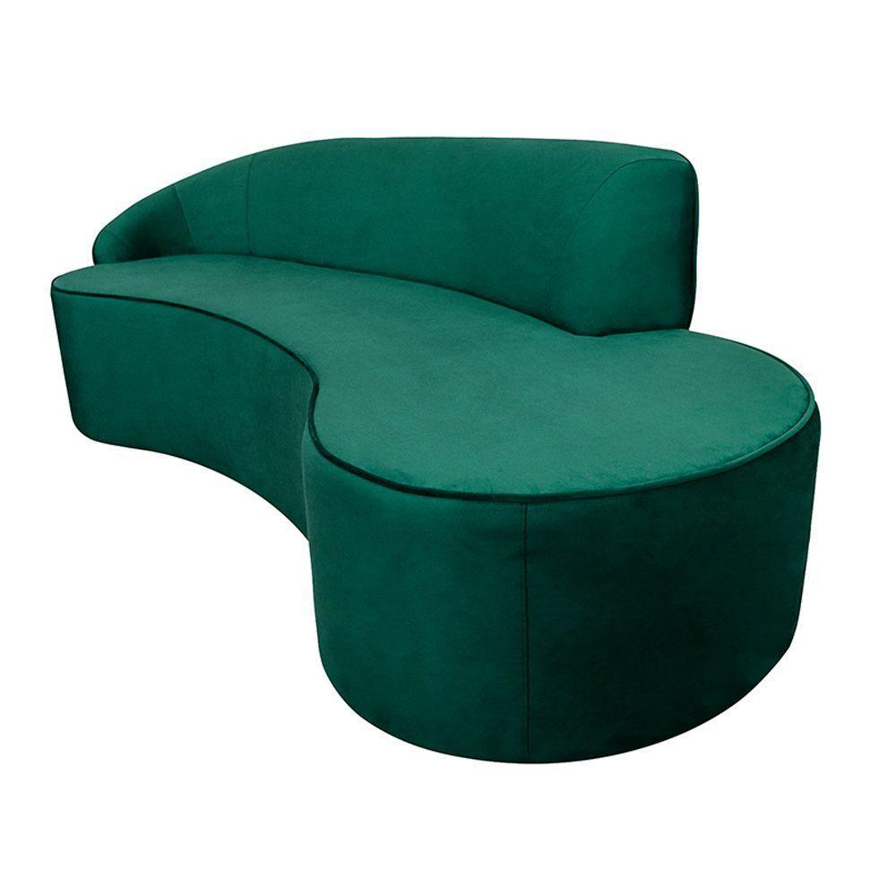 Sofá Decorativo 3 Lugares 210Cm Abby Encosto Esquerdo Curvo Veludo Verde G15 - Gran Belo - 7