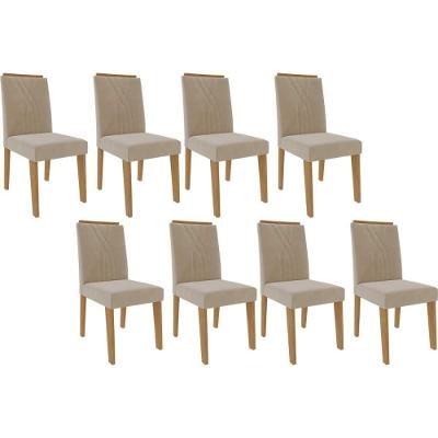 Cadeira Sala De Jantar Nicole Kit 8 Un Savana Nature Suede Nude Bege Cimol