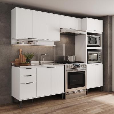 Armário de Cozinha Completa C Balcão Miami Prime MDP 270 cm Branco