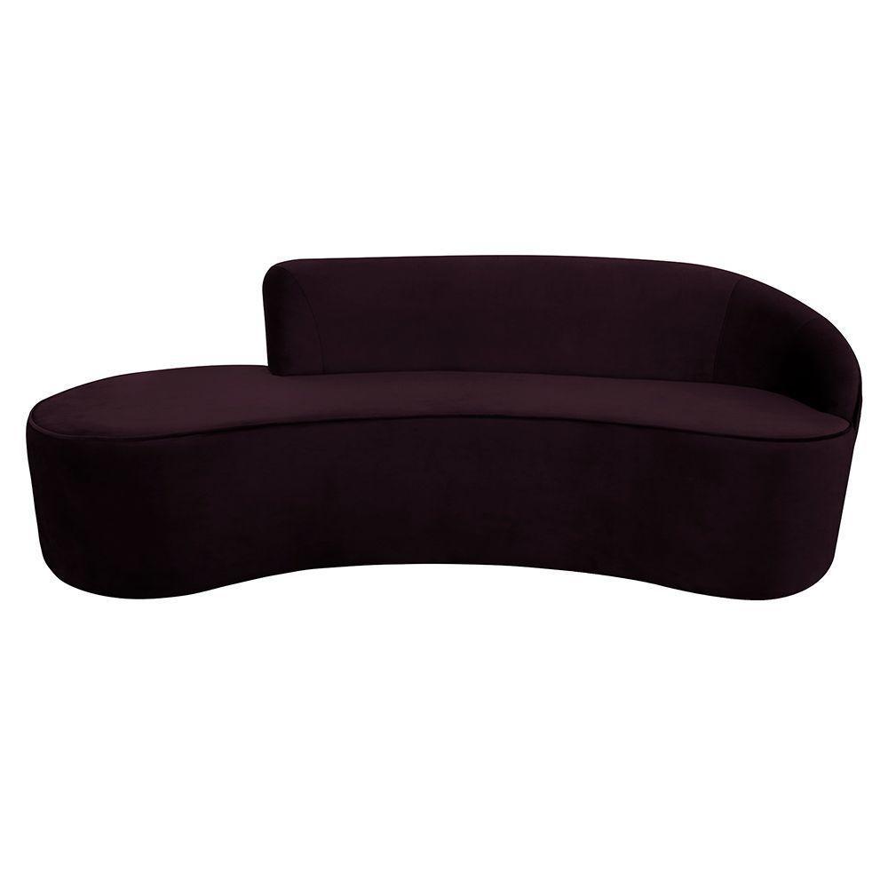 Sofá Decorativo 3 Lugares 210Cm Abby Encosto Direito Curvo Veludo Uva G15 - Gran Belo - 2