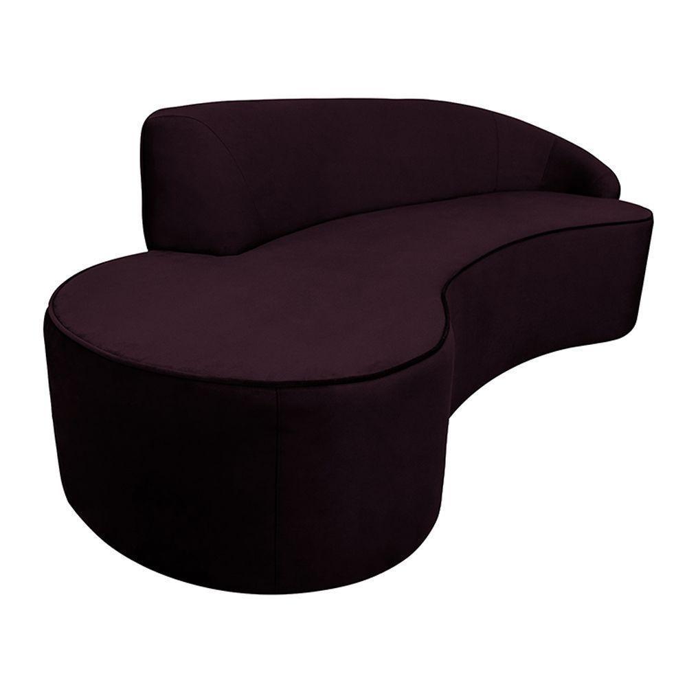 Sofá Decorativo 3 Lugares 210Cm Abby Encosto Direito Curvo Veludo Uva G15 - Gran Belo - 7