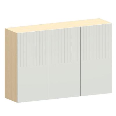 Armário Aéreo Para Cozinha 120 Cm 3 Portas Aurora Cinza Cristal Pet