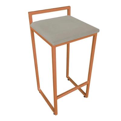 Banqueta Pietra Suede Base Cobre Drossi Marrom Rato