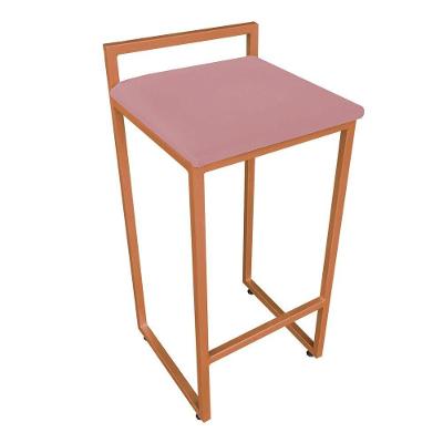 Banqueta Pietra Suede Base Cobre Drossi Rose