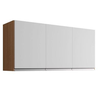 Armário Aéreo Para Cozinha 120 Cm 3 Portas Adriana Amêndoa/branco