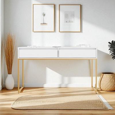 Aparador Buffet Iron Industrial Corredor Sala Branco Dourado