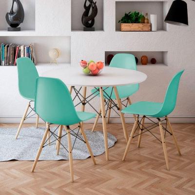 Kit 04 Cadeiras Eiffel Eames Base Madeira Sala De Jantar Azul Turquesa - D\'rossi
