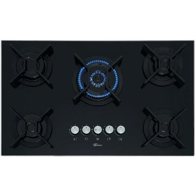 Cooktop A Gás Fischer Ferro Fundido Infinity 5 Queimadores Mesa Vidro Preto Bivolt 26298-57077