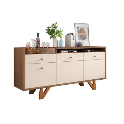 Aparador Buffet Sala Sollare Com Pés Madeira Maciça Castanho/off White Castanho/off White