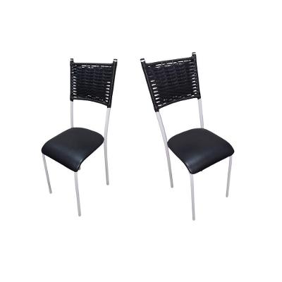 Kit 2 Cadeiras para Cozinha Sala de Jantar Estrutura em Ferro Assento em Corino Branco
