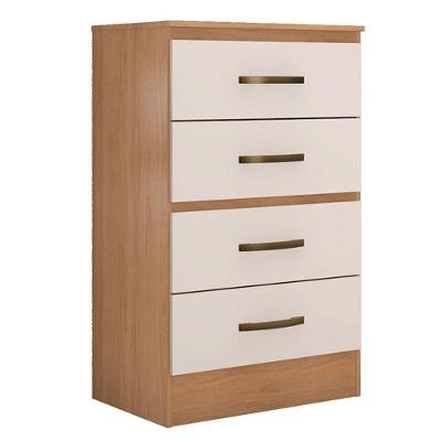 Kit Guarda Roupa Casal com Cômoda 6 Portas bater 4 Gavetas Nature-off White