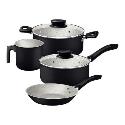 Jogo Panelas Tramontina Linz Starflon Max Preto 04 Peças Aluminio Antiaderente Tramontina