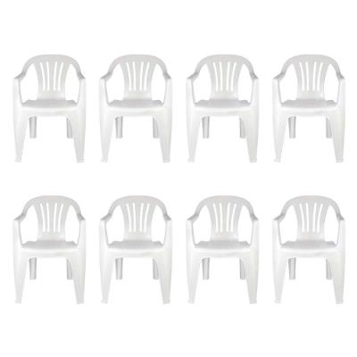 Kit 8 Poltronas Cadeira Plástica Empilhável Branca Mor