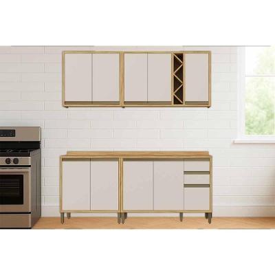 Kit Cozinha Modulada 4 Peças Tempranillo (2aéreos+2balcões) C4p242 Amendoa-off White - Ronipa