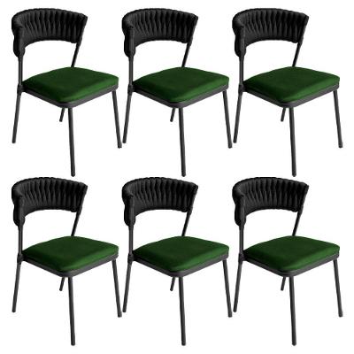 Kit 6 Cadeiras Nice Alumínio Tricô Náutico Acesse Móveis Preto/verde