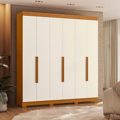 Guarda Roupa Casal Vinci 6 Portas Bater 3 Gavetas Cinamomo-off White MDP