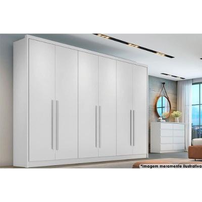 Guarda Roupa Casal Robust Livorno 6 Portas de Bater 8 Gavetas Neve MDF Novo Horizonte