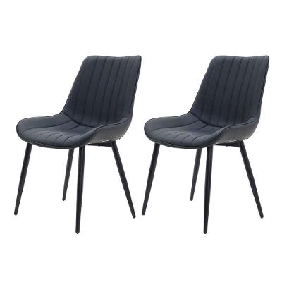 Kit 2 Cadeira De Jantar Chicago Design Couro Sintético Preto