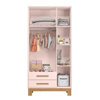 Guarda Roupa Infantil 3 Portas 2 Gavetas Q Encanto Slim Rosa Acetinado