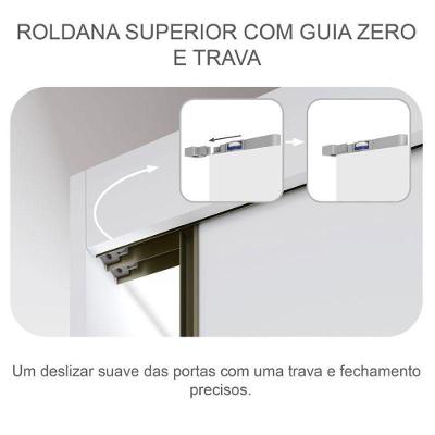 Guarda Roupa Casal Sonetto 3 Portas com Espelho 4 Gavetas Neve