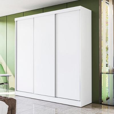 Guarda Roupa Casal N577 3 Portas de Correr 2 Gavetas Branco-Macadâmia MDP