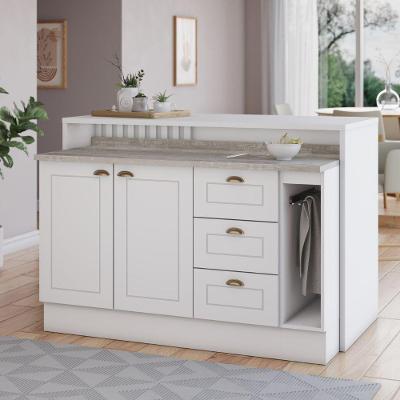 Conjunto Bancada Gourmet 5 Peças 2 Portas Americana Henn Branco
