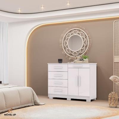 Cômoda Sapateira Armario Multiuso Sirius 2 Portas 1 Prateleira 122cm MDF Branco