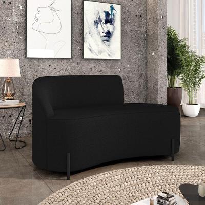 Sofá 2 Lugares Orgânico 140cm Pé Ferro Preto Morgan Linho Preto