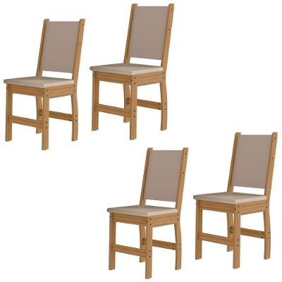 Kit De 4 Cadeiras Clara Com Tecido Em Material Sintetico Freijo savana Freijo savana
