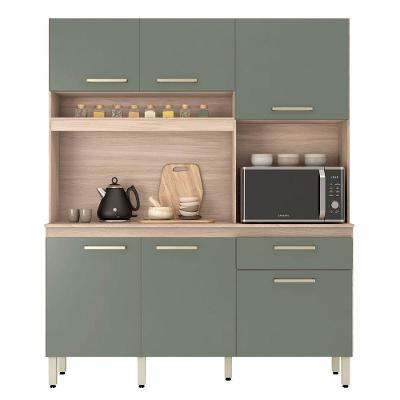 Kit Cozinha Compacta 6 Portas 1 Gaveta Alano Avena/menta