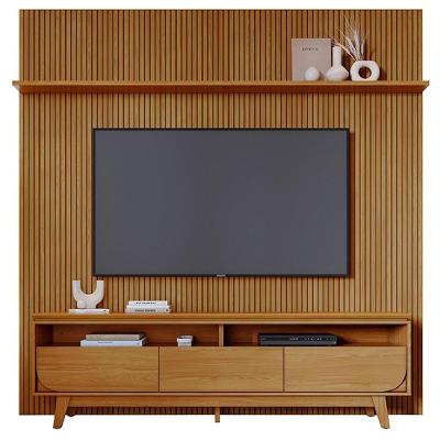 Painel E Bancada Tv 75 Polegadas 245x238 Cm Luna Madetec Cumaru