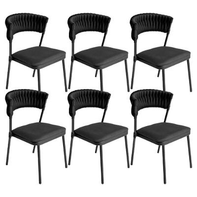 Kit 6 Cadeiras Nice Alumínio Tricô Náutico Acesse Móveis Preto/cinza